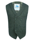 Mens green herringbone tweed double breasted waistcoat Alpini