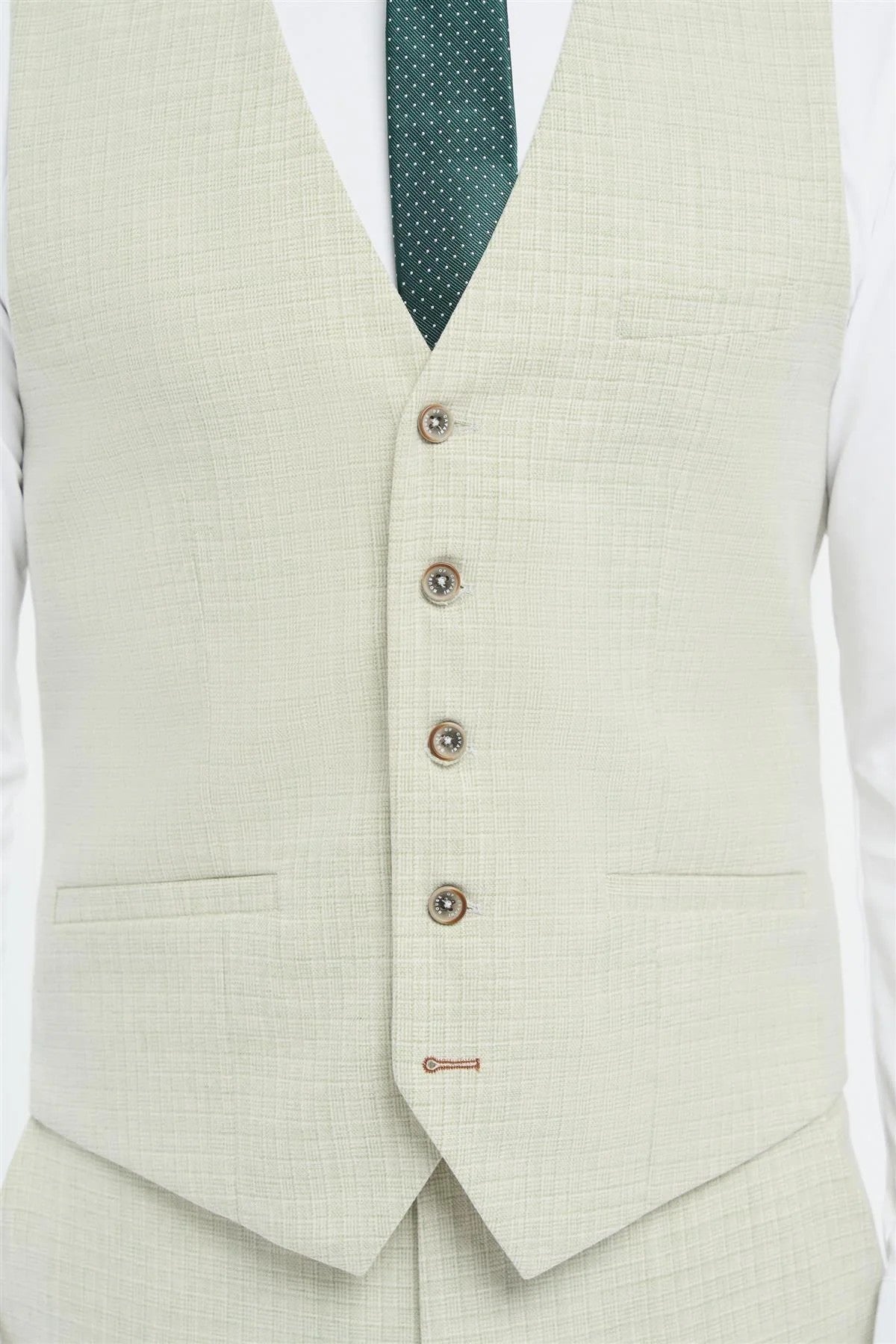Mens Sage Green Slim Fit Textured Formal Waistcoat TROPEZ