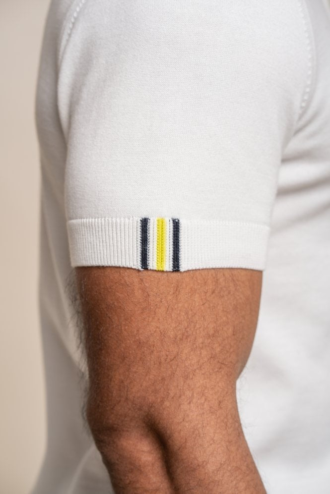 Mens Ecru Short Sleeve Cotton Polo Shirt DINO