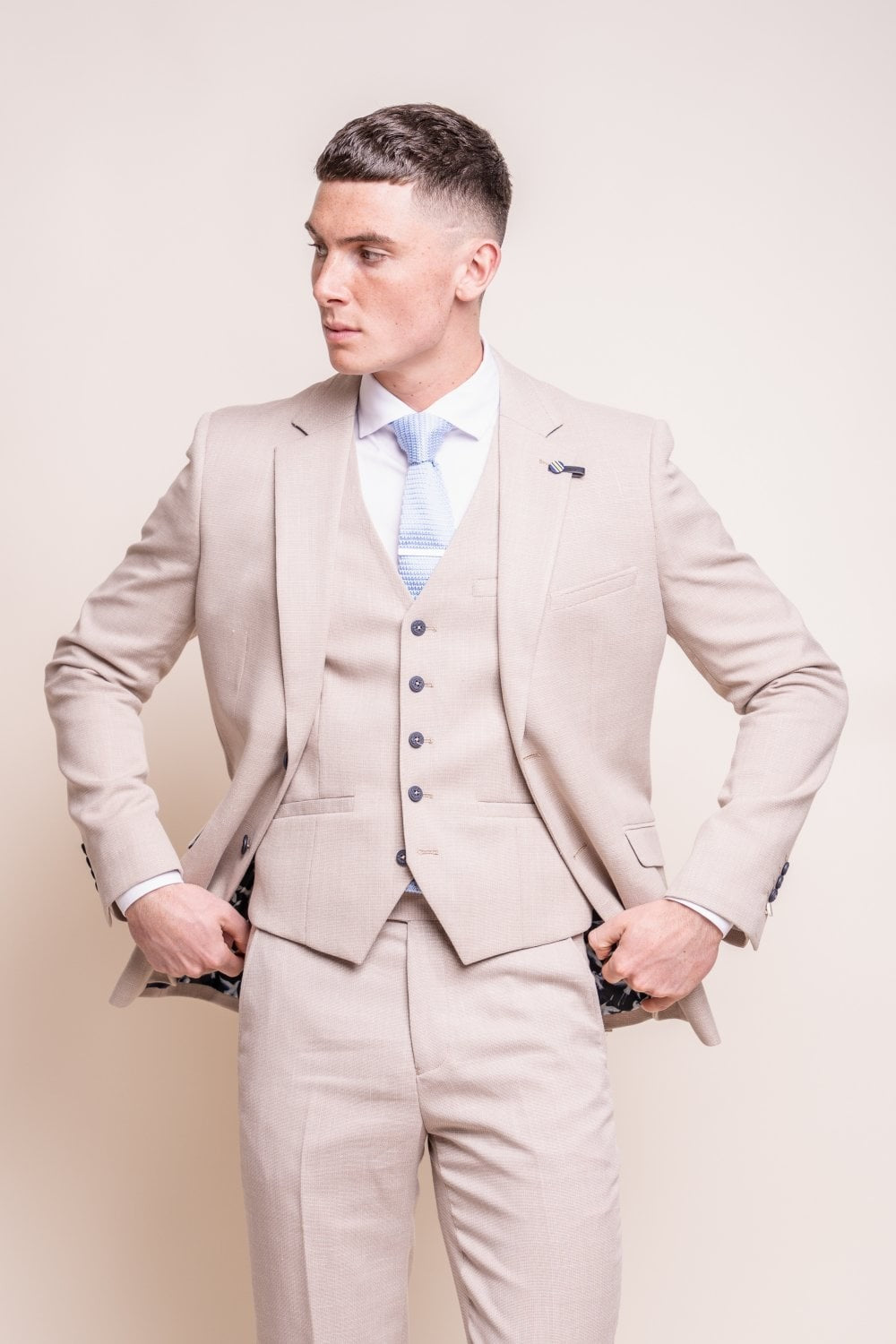 MIAMI Beige Men's Slim Fit Formal Suit