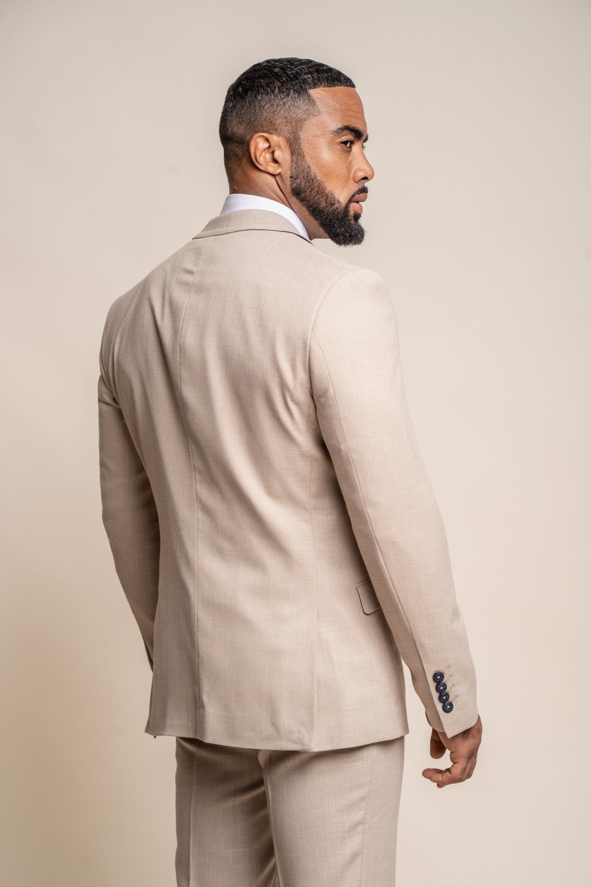 Mens Beige Slim Fit Suit Jacket MIAMI