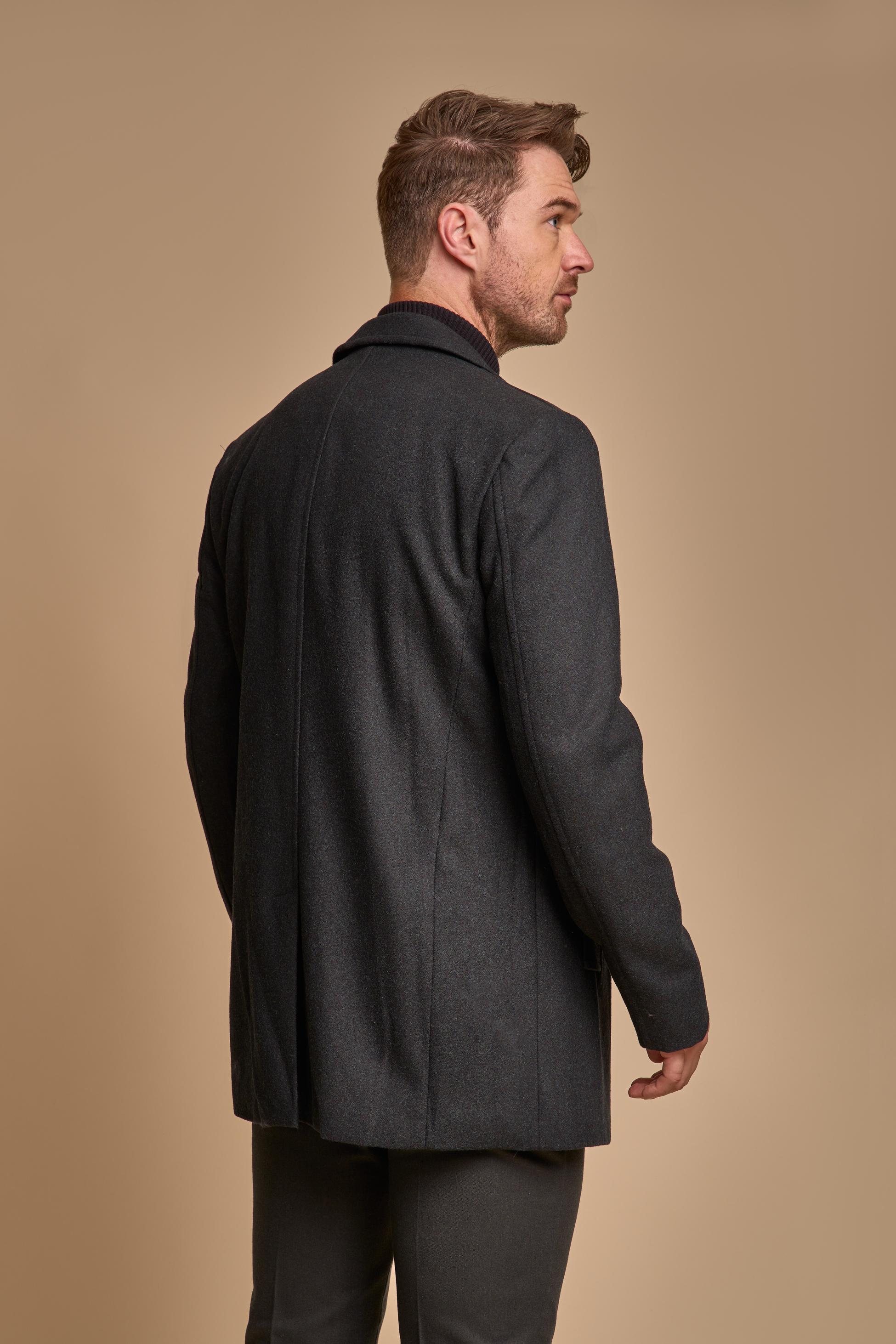 Men's forest green slim-fit wool-blend coat, MARCUS.