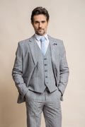 Men's Arriga Platinum Grey Check Slim Fit Formal Suit