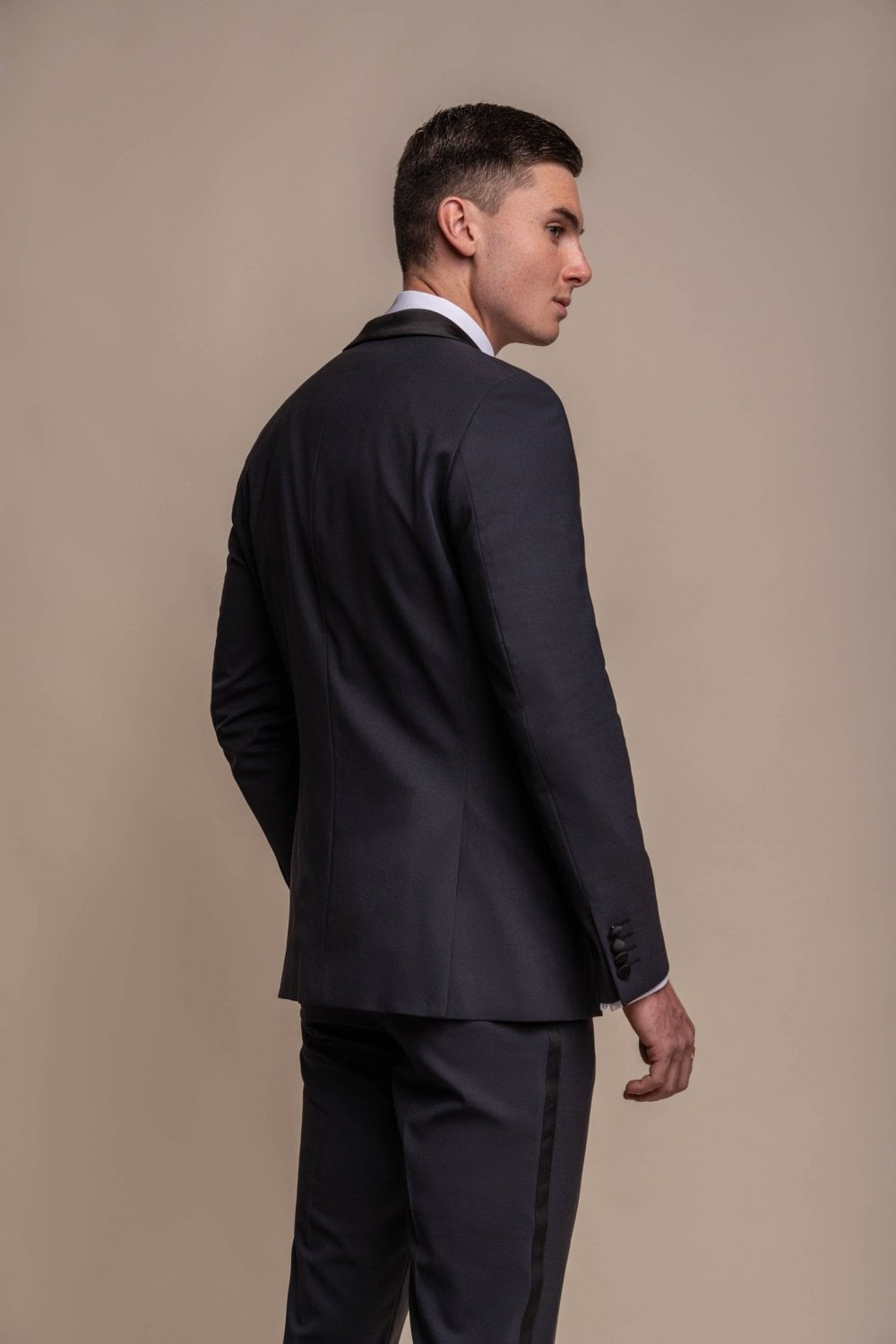 ASPEN Midnight Navy Men's Slim Fit Wool Blend Tuxedo Dinner Suit