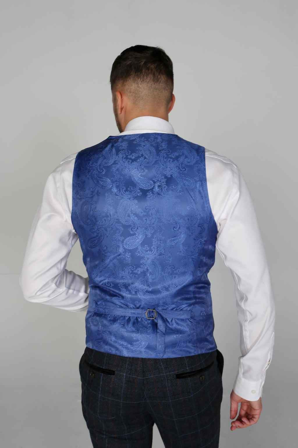 Men's Harvey Ocean Navy Windowpane Tailored Professional Suit
