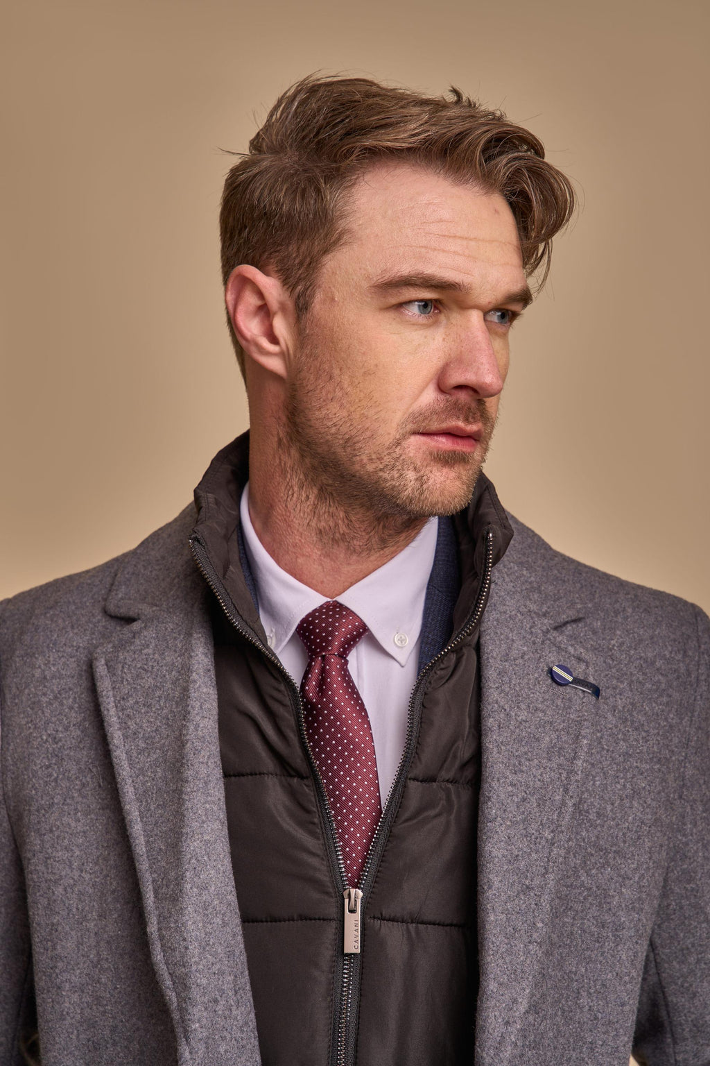 Men's slate slim-fit wool-blend coat, SANFORD.