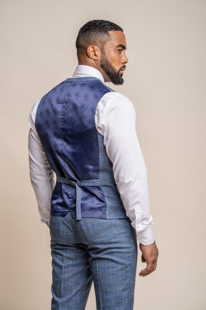 Men's Phantom Azure Blue Check Slim Fit Contemporary Suit