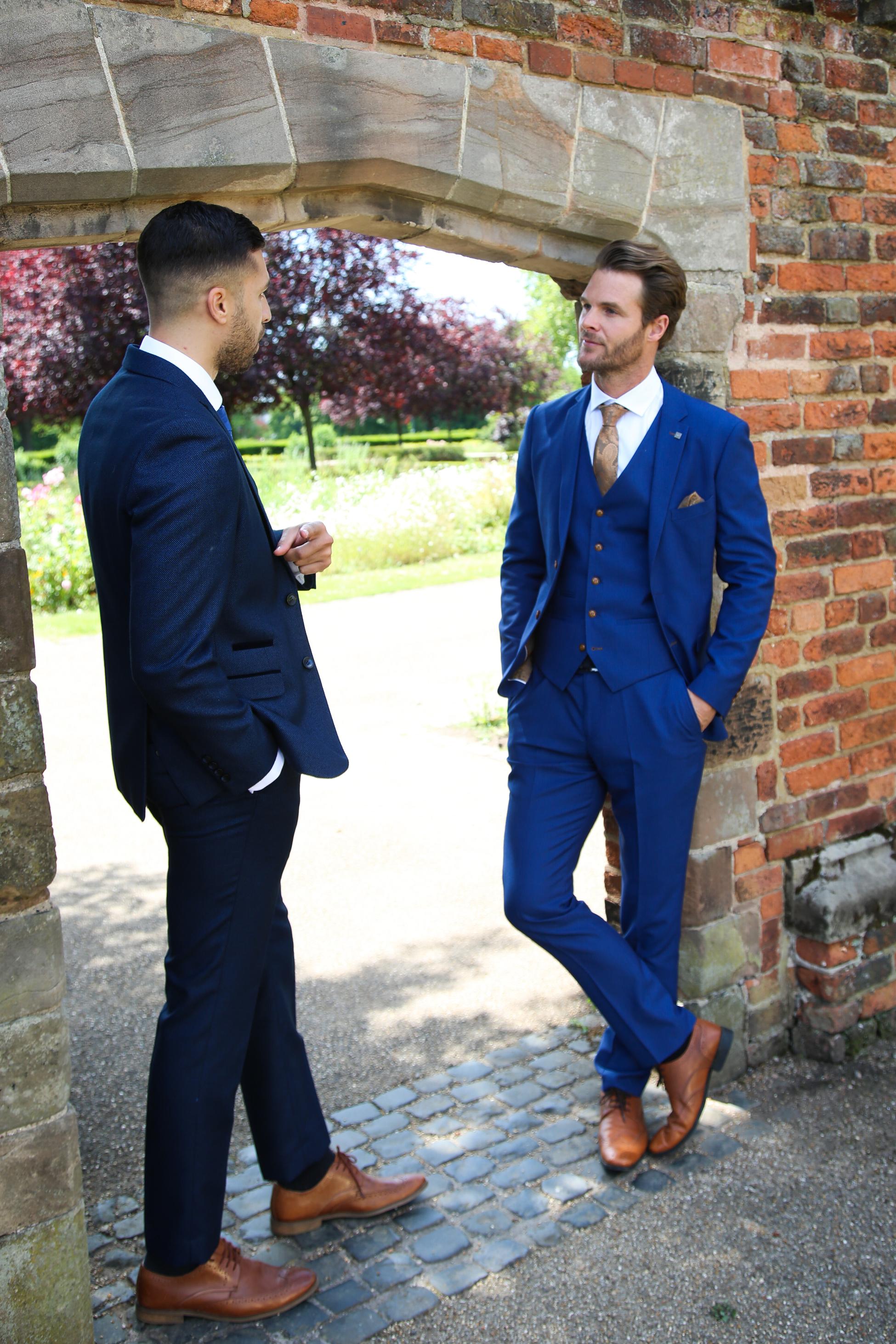 Mens Blue Tailored Fit Suit Jacket MAYFAIR