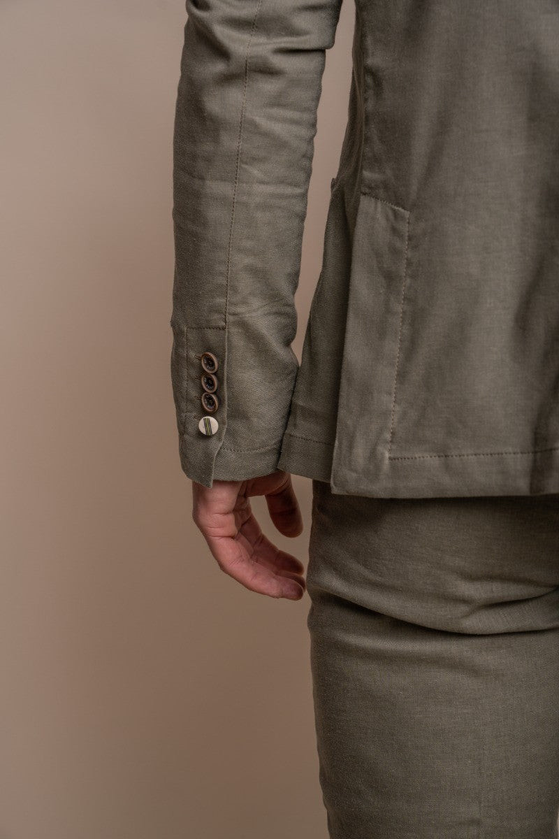 Mens Linen Slim Fit Suit Jacket - ALVARI - Sage Green