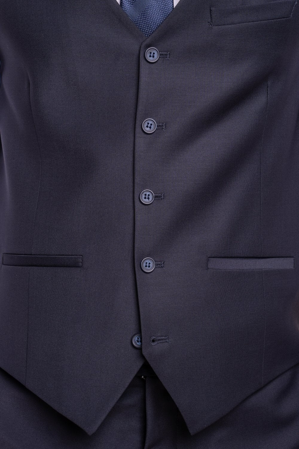 Mens Midnight Blue Wool Blend Slim Fit Waistcoat BOND