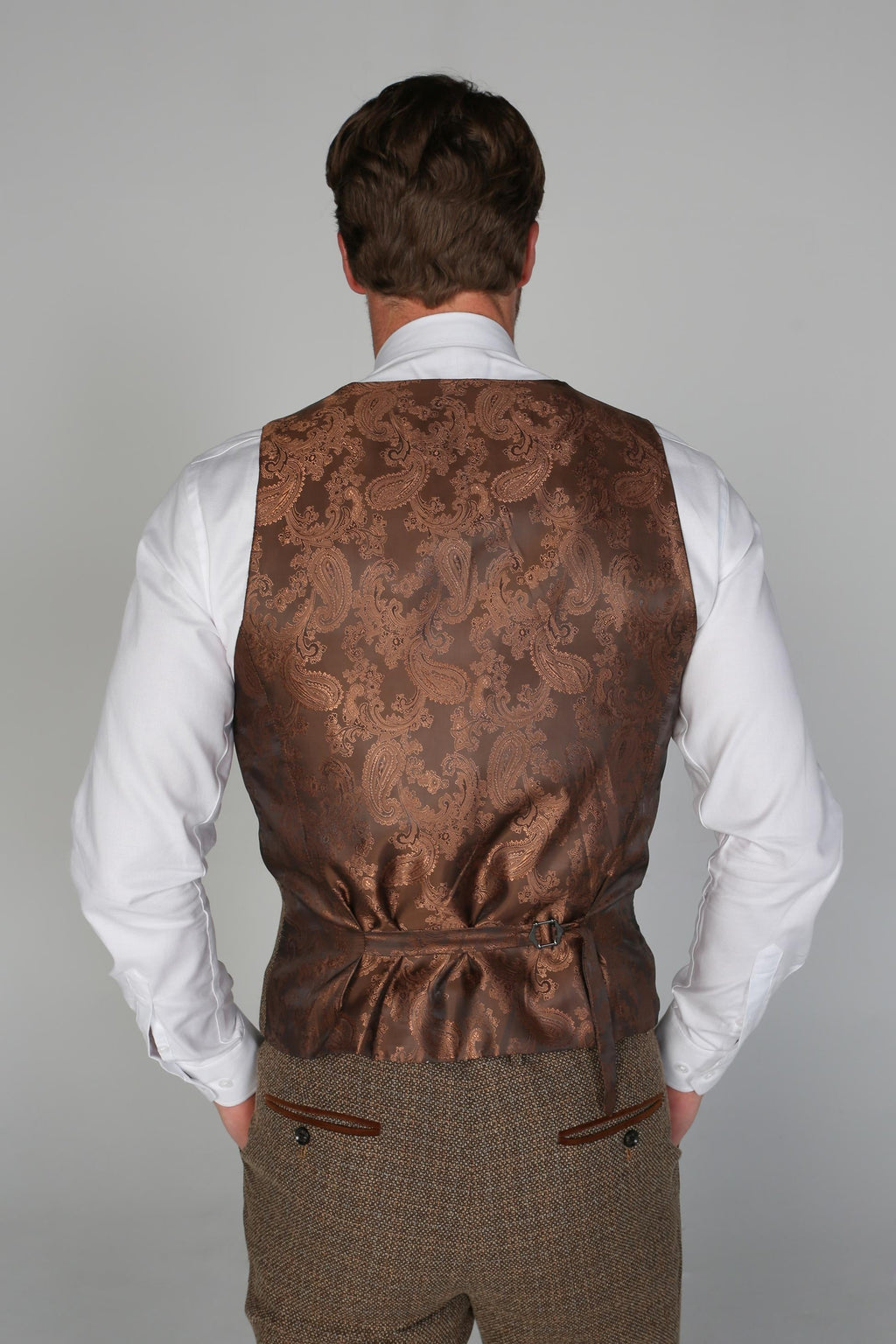 Mens Brown Tweed Like Tailored Fit Formal Suit RALPH