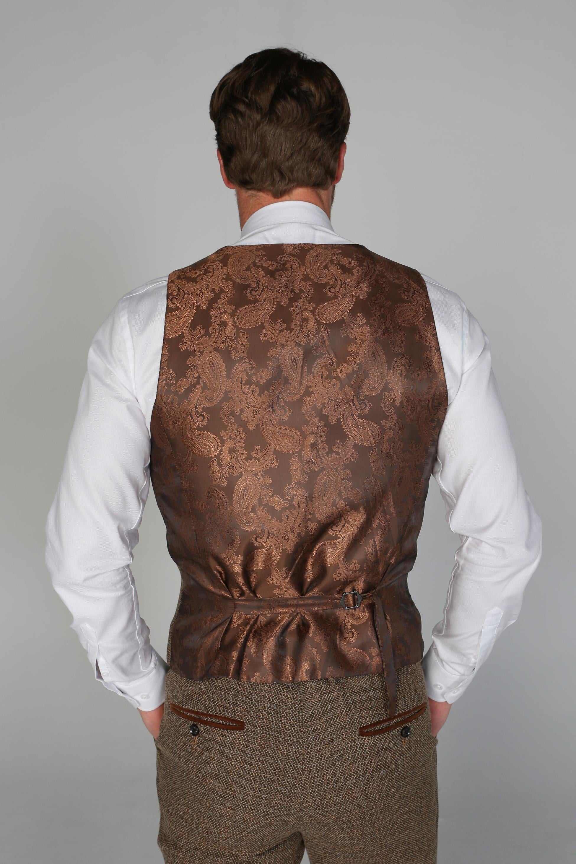 Mens Brown Tweed Like Tailored Fit Formal Suit RALPH