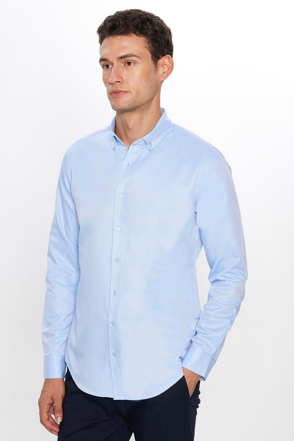 Men’s slim fit oxford shirt long sleeve work shirt