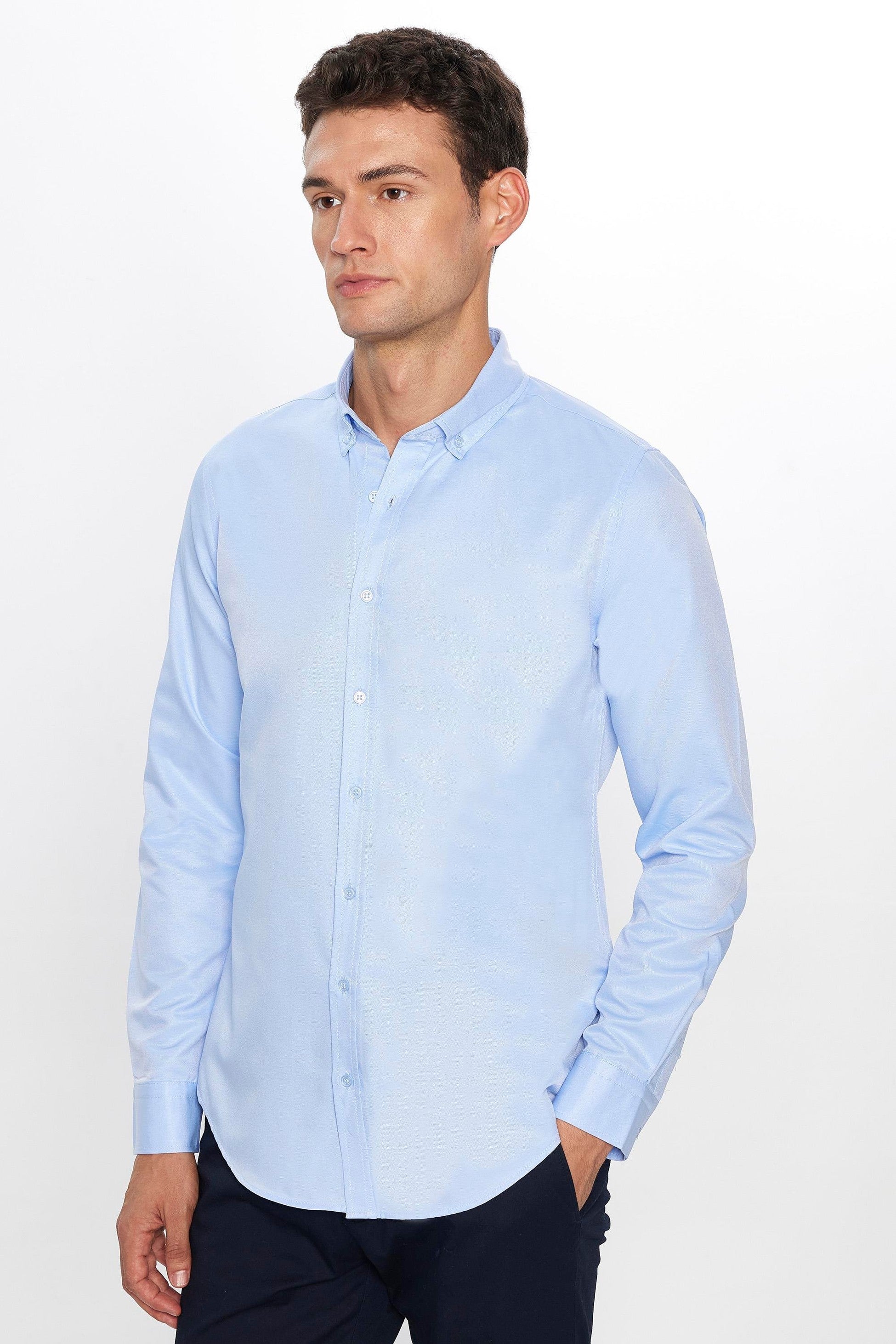 Men’s slim fit oxford shirt long sleeve work shirt