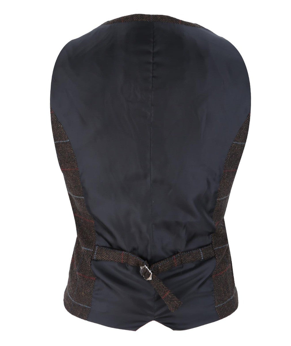 Mens Brown Retro Check Slim Fit Waistcoat TOMMY