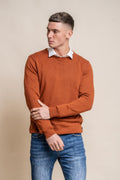 Men’s cotton crewneck jumper, slim fit, modern basic