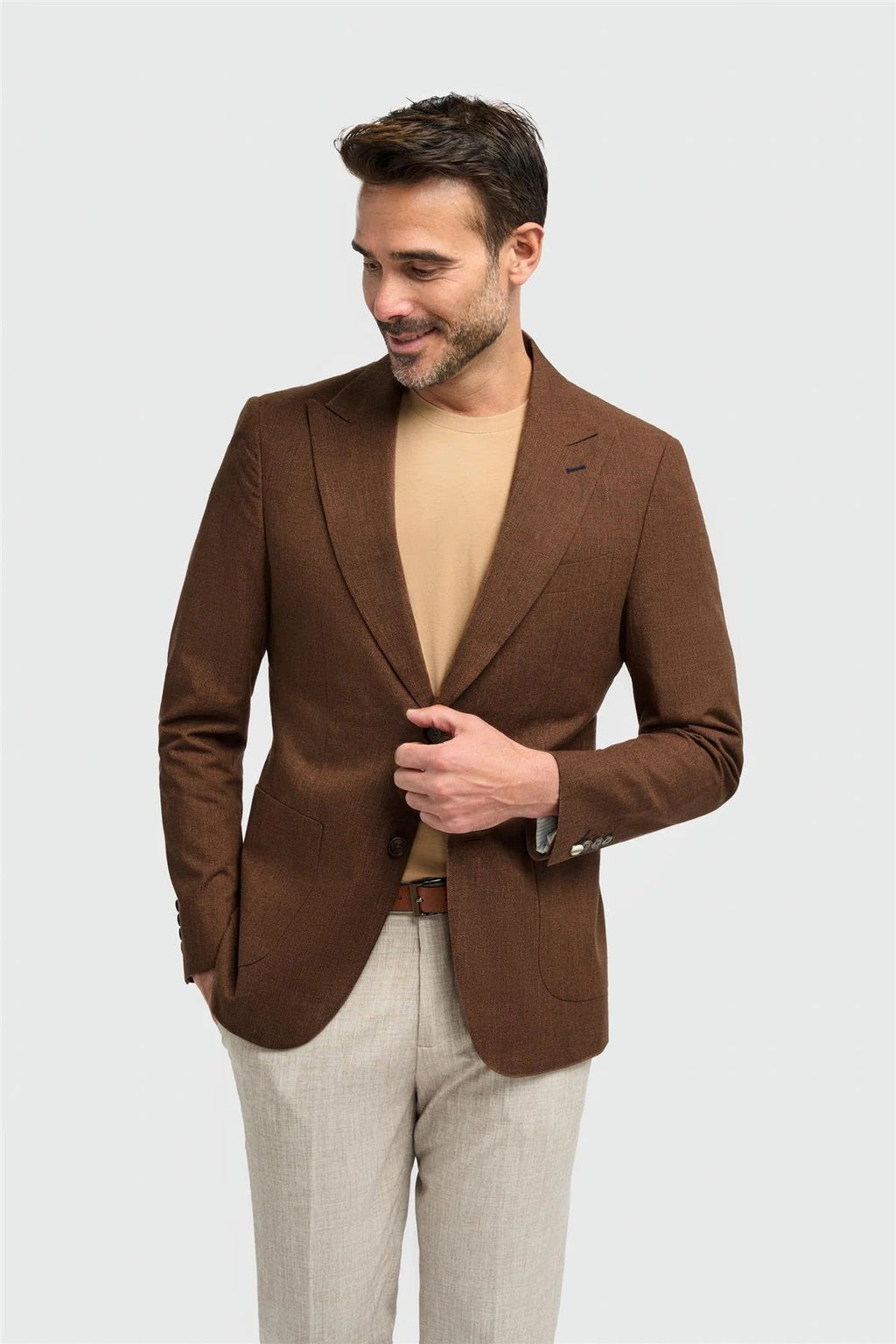 Mens rust brown cotton formal blazer EDISON tailored design