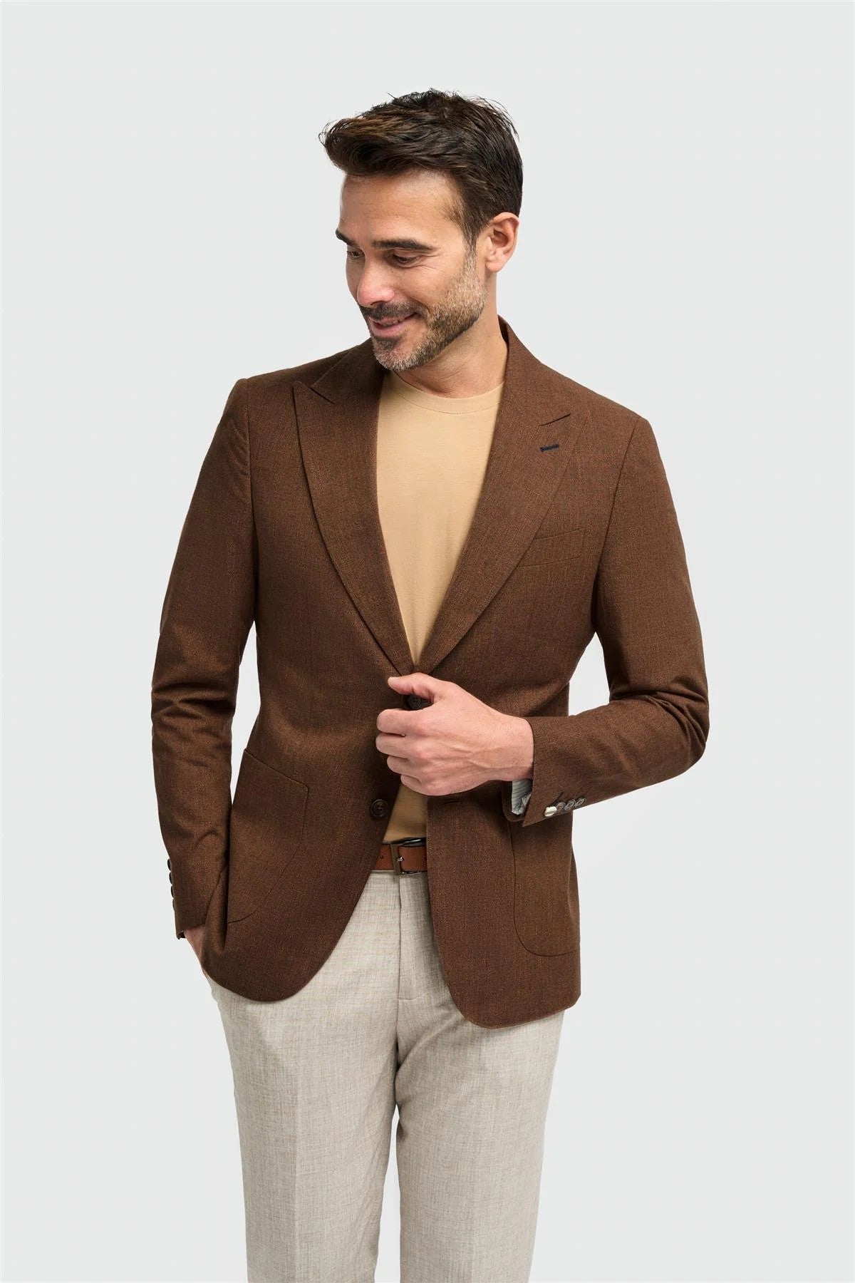 Mens rust brown cotton formal blazer EDISON tailored design