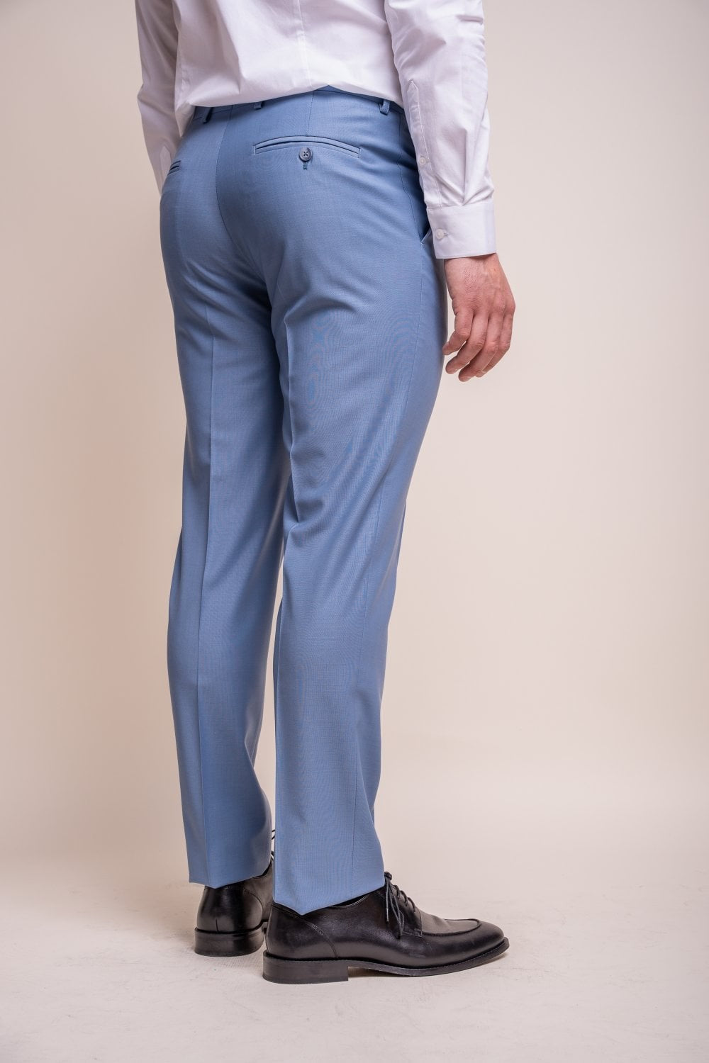Men's Wool Blend Slim Fit Trousers - BOND - Ocean Blue