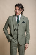 Mens sage green slim fit suit jacket MIAMI elegant tailoring