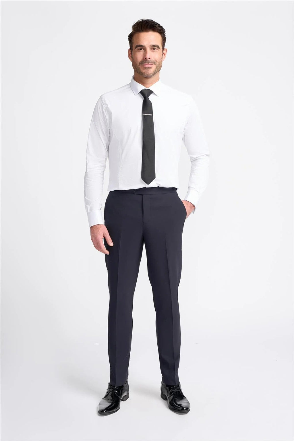 ASPEN D/B Navy Blue Men's Satin Lapel Double-Breasted Suit