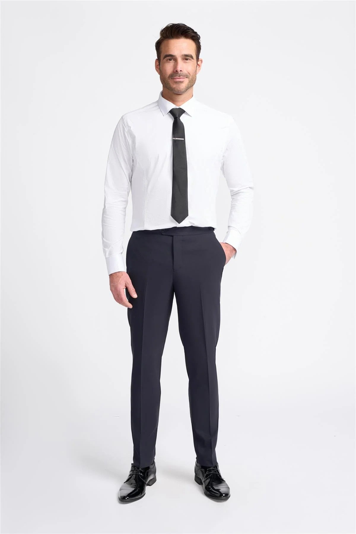 ASPEN D/B Navy Blue Men's Satin Lapel Double-Breasted Suit