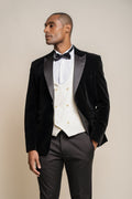 Mens black slim fit velvet tuxedo blazer ROSA evening fashion