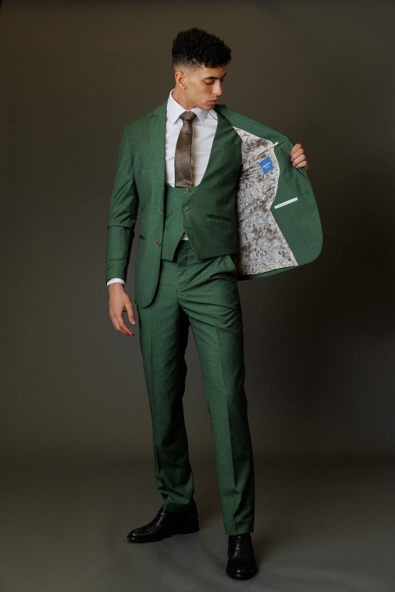 Men's Camden Emerald Green Lightweight Self-Pattern Slim Suit