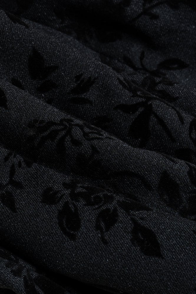 Men’s Black Velvet Floral Embroidered Jacket GEORGI