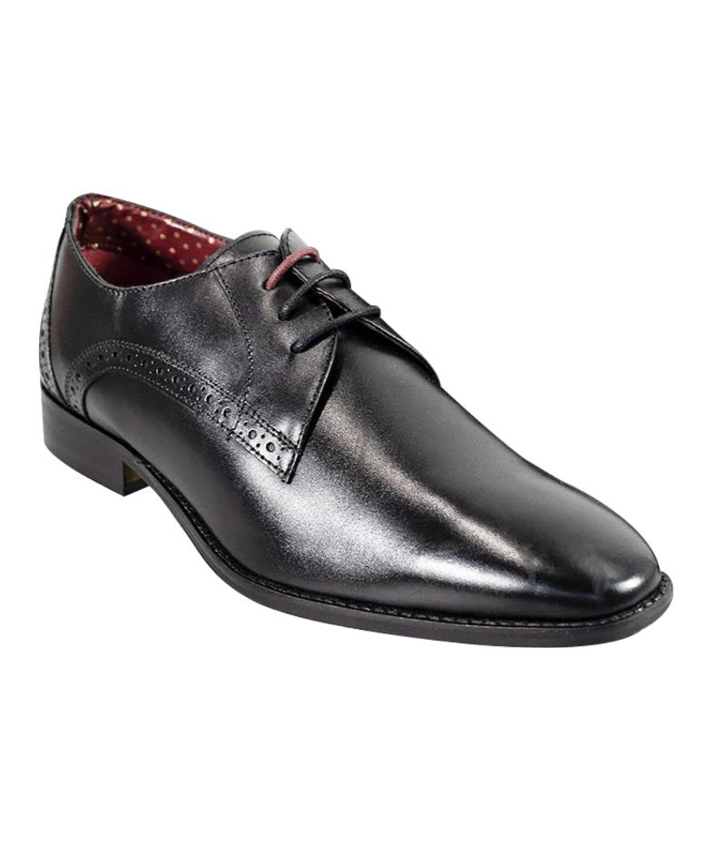 Men's black leather derby shoes, JOHN.
