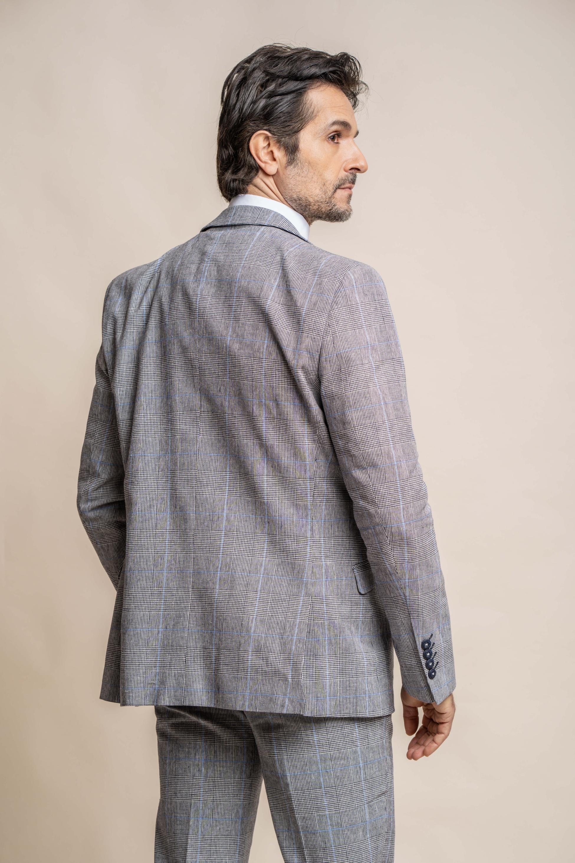 Men's Arriga Platinum Grey Check Slim Fit Formal Suit