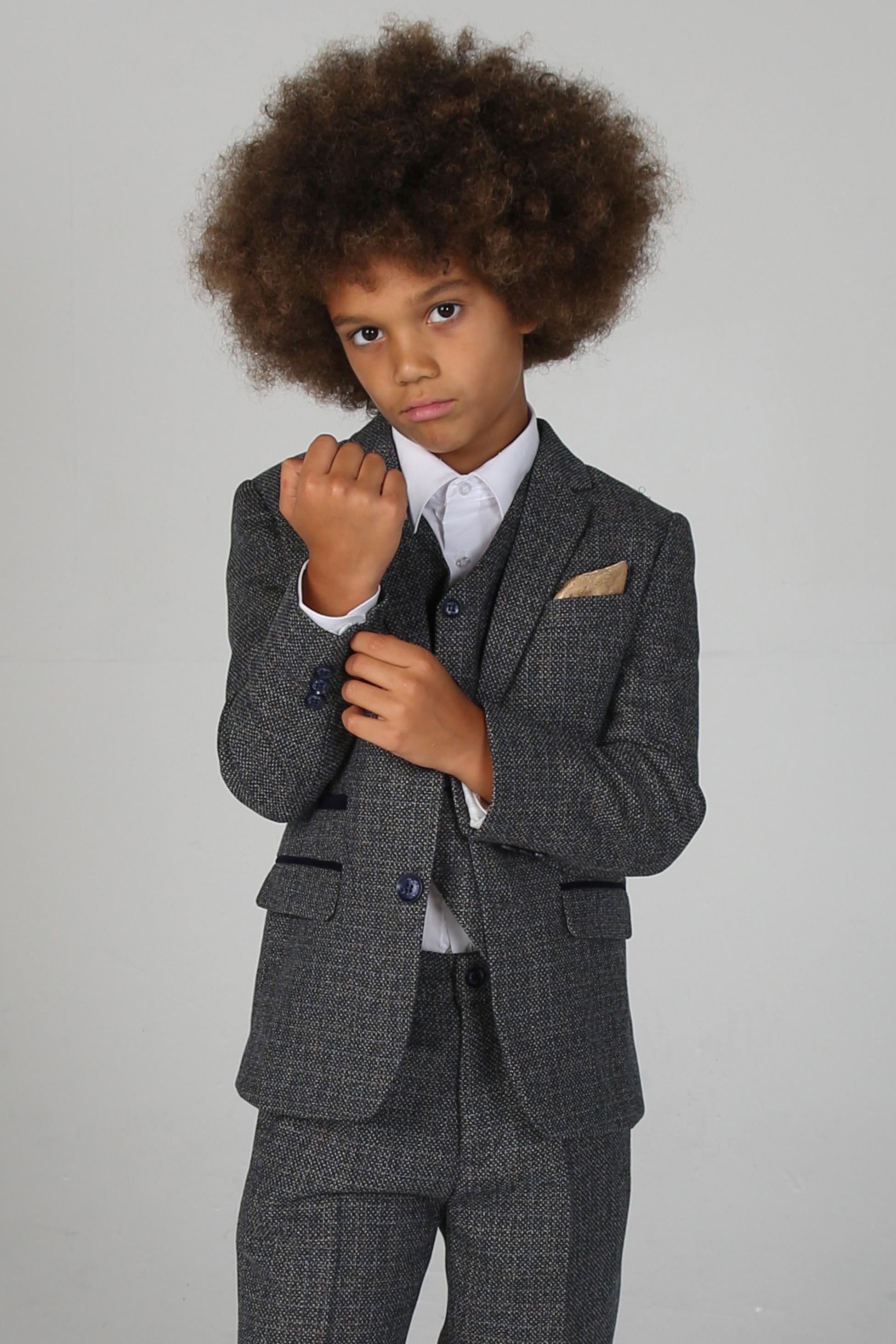 Tailored Grey Suit for Boys – Navy Blue