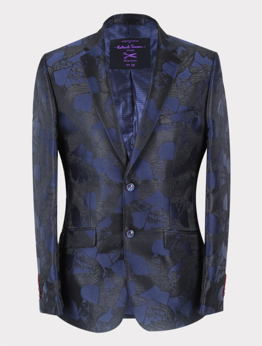 Men’s Navy Embellished Slim Fit Blazer BERLUCONI