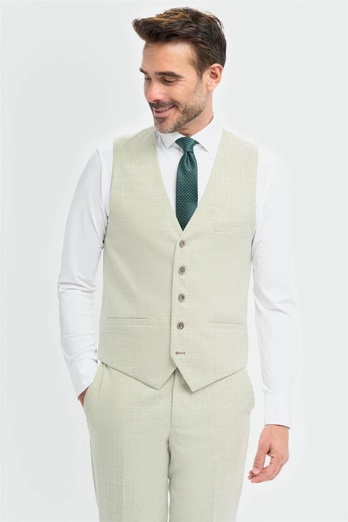 3-Piece Slim Green Suit for Men – Sage Green