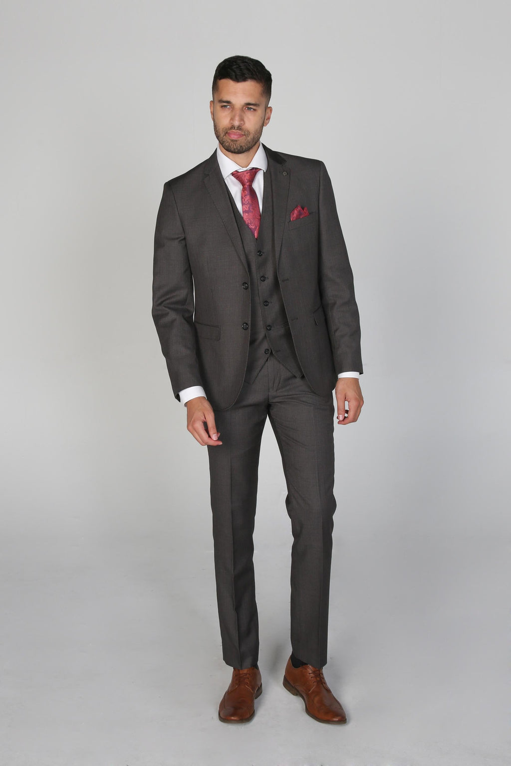Mens Charcoal Grey Tailored Fit Formal Suit CHARLES