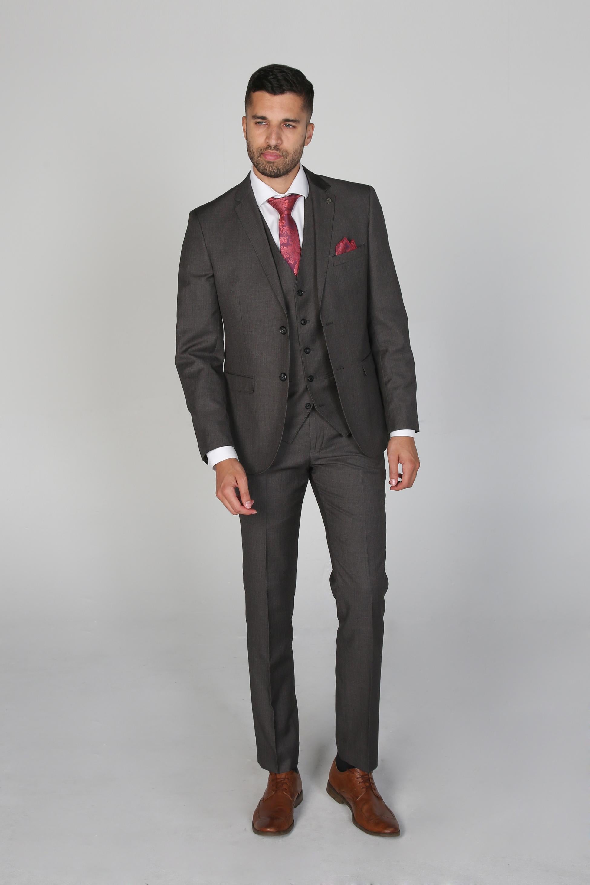Mens Charcoal Grey Tailored Fit Formal Suit CHARLES