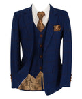 Boys’ 3-Piece Plaid Check Suit, Royal Blue, Tailored Fit | Suitoria