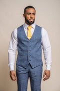 Mens blue check slim fit waistcoat Phantom