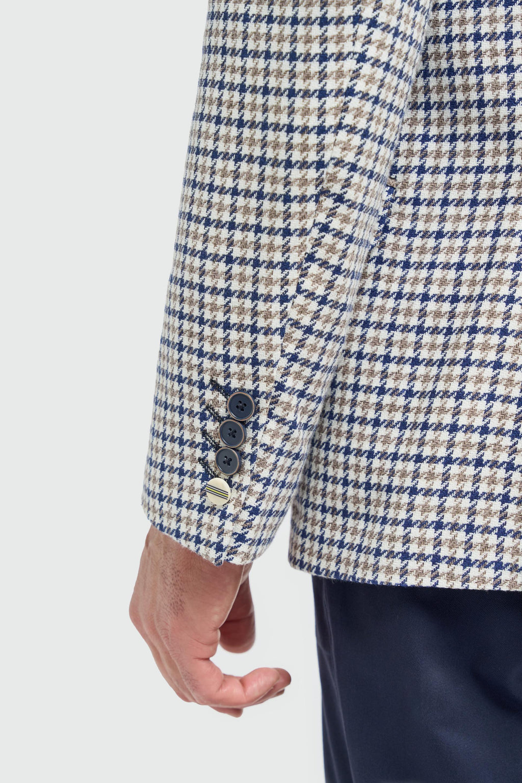 Mens Beige Cotton Houndstooth Blazer BARTELA