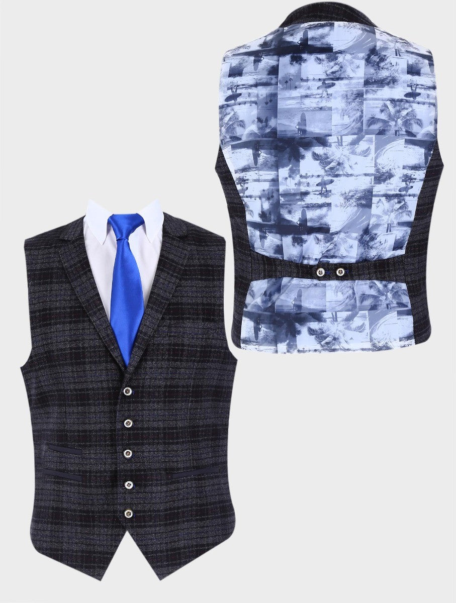 Men’s Black Tweed Check Slim Fit Blazer COSTELLO