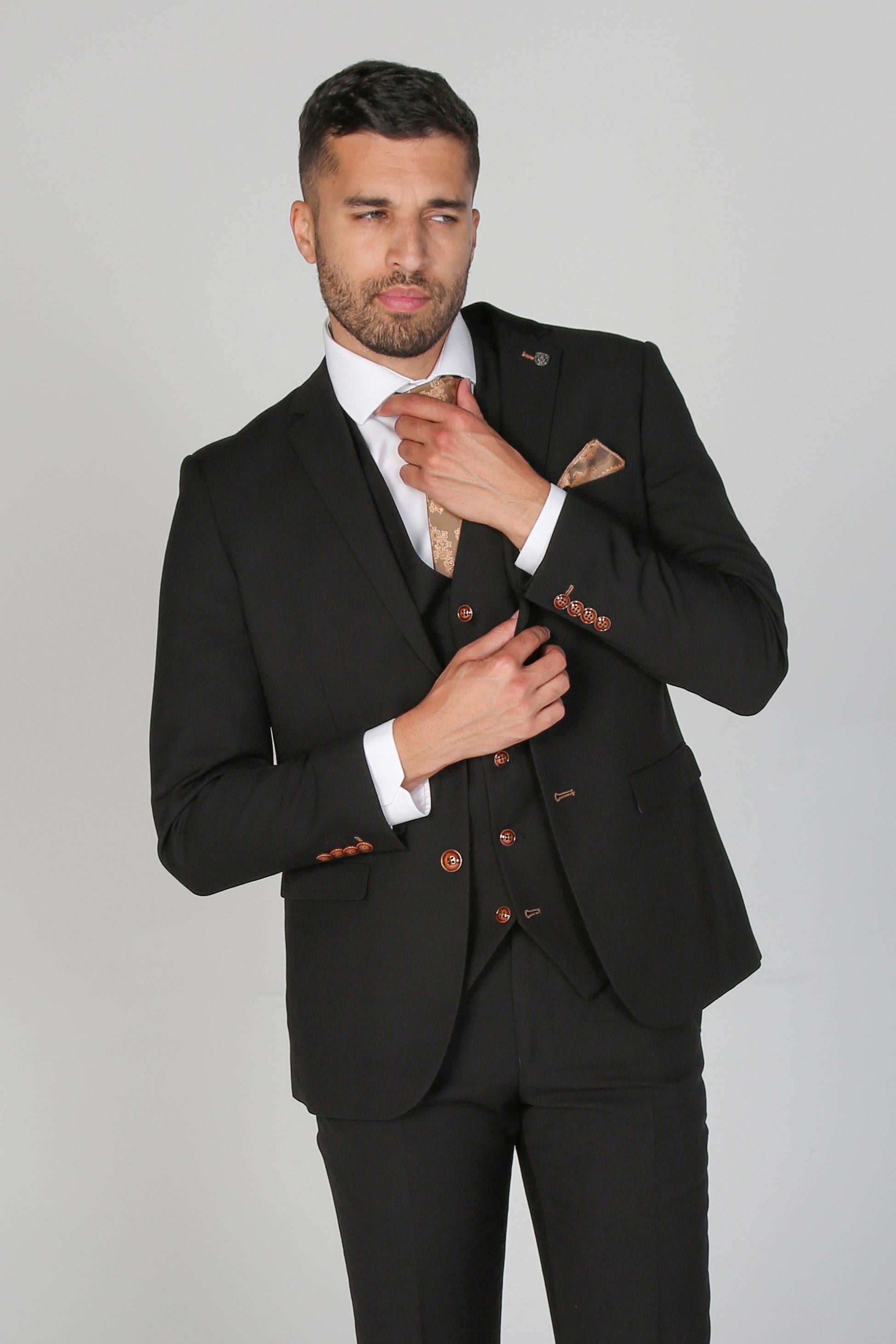 Mens Black Tailored Fit Suit Jacket MAYFAIR