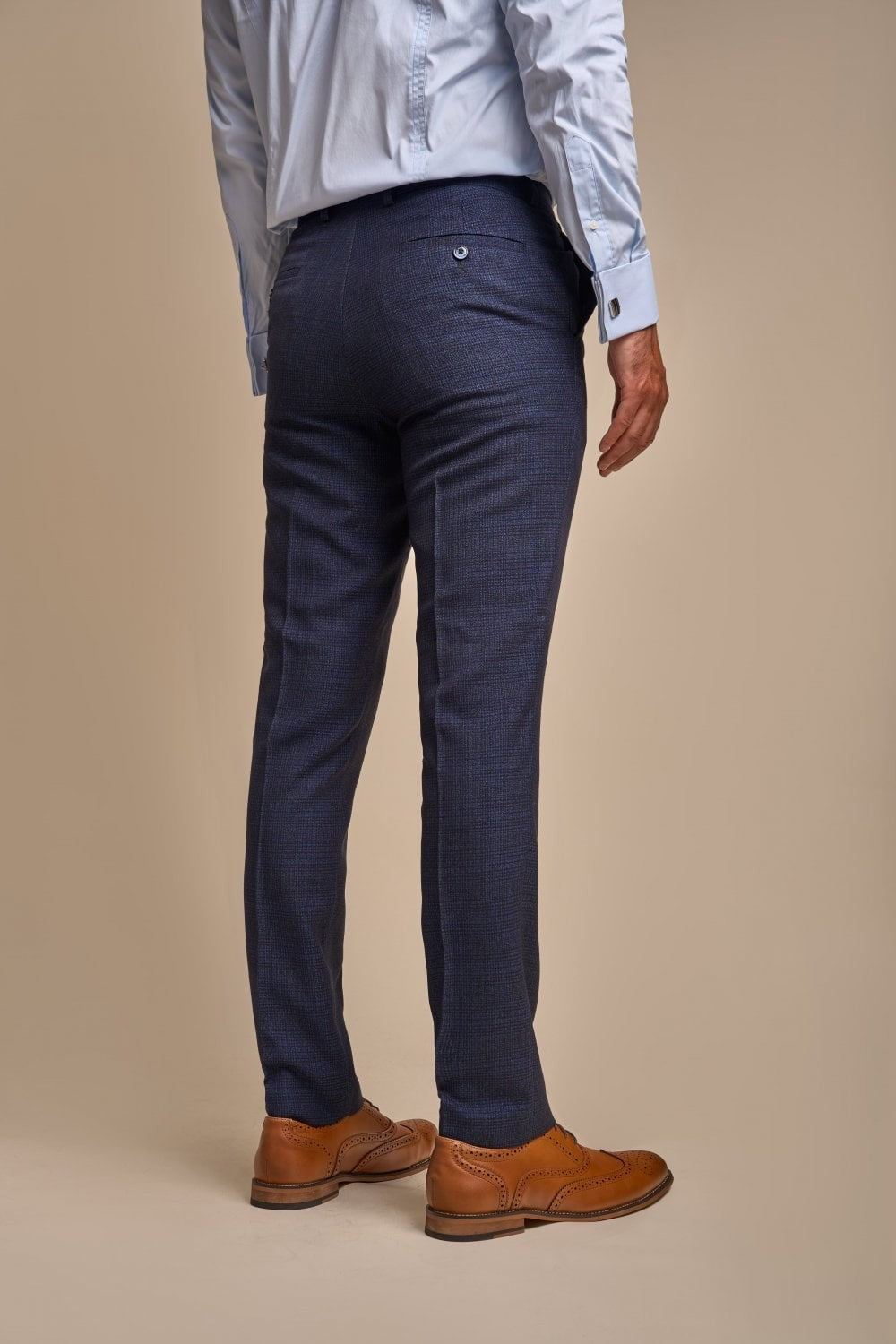 Men's Caridi Navy Blue Glen Check 2-Piece Double-Breasted Suit