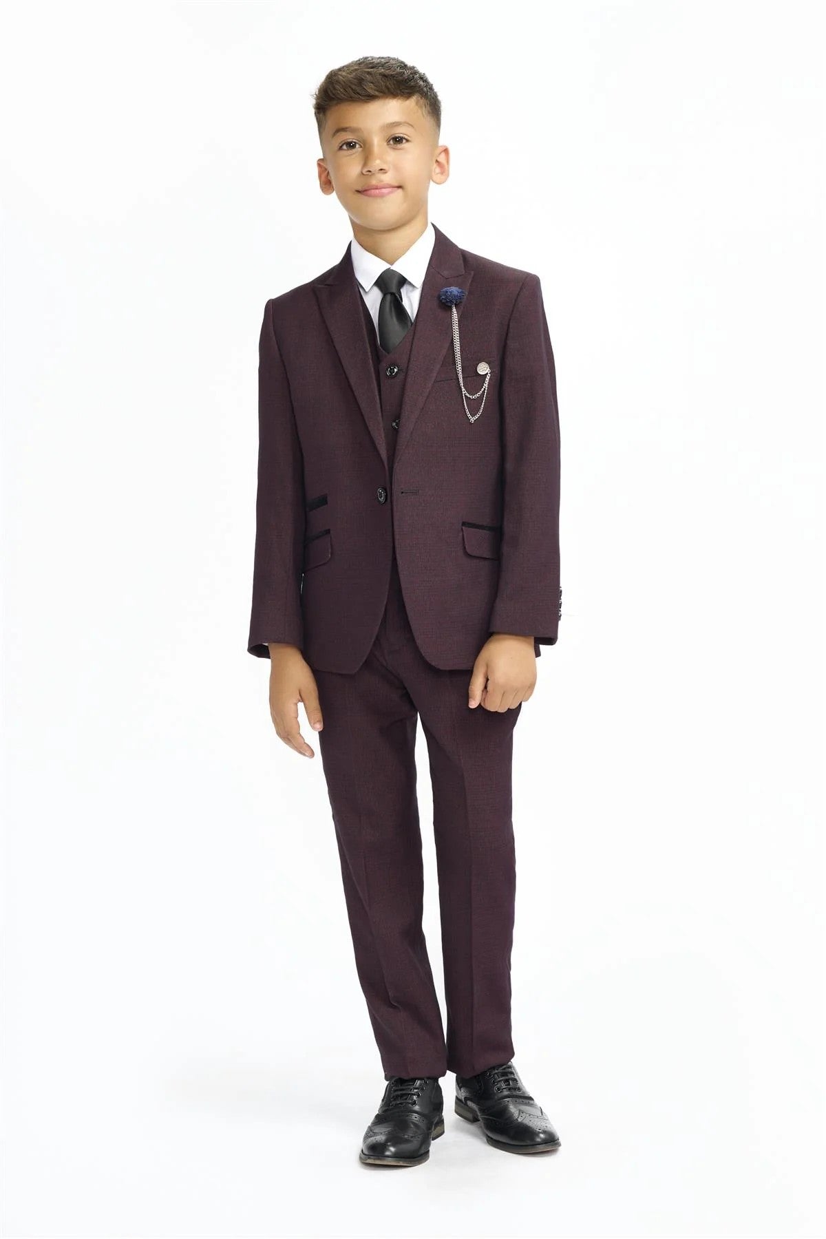 3-Piece Slim Suit for Boys – Wine