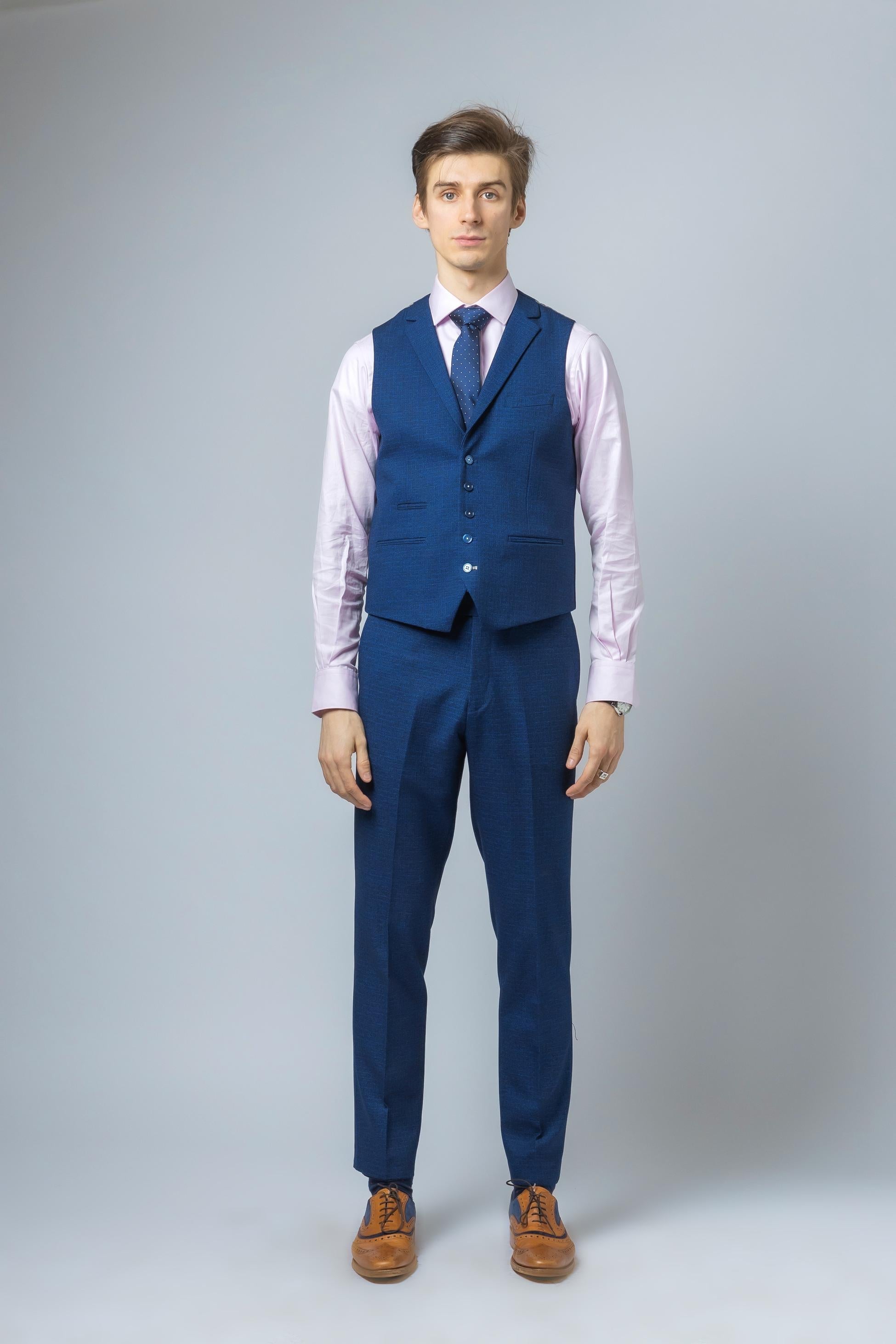 Mens Indigo Blue Slim Fit Waistcoat MATEO
