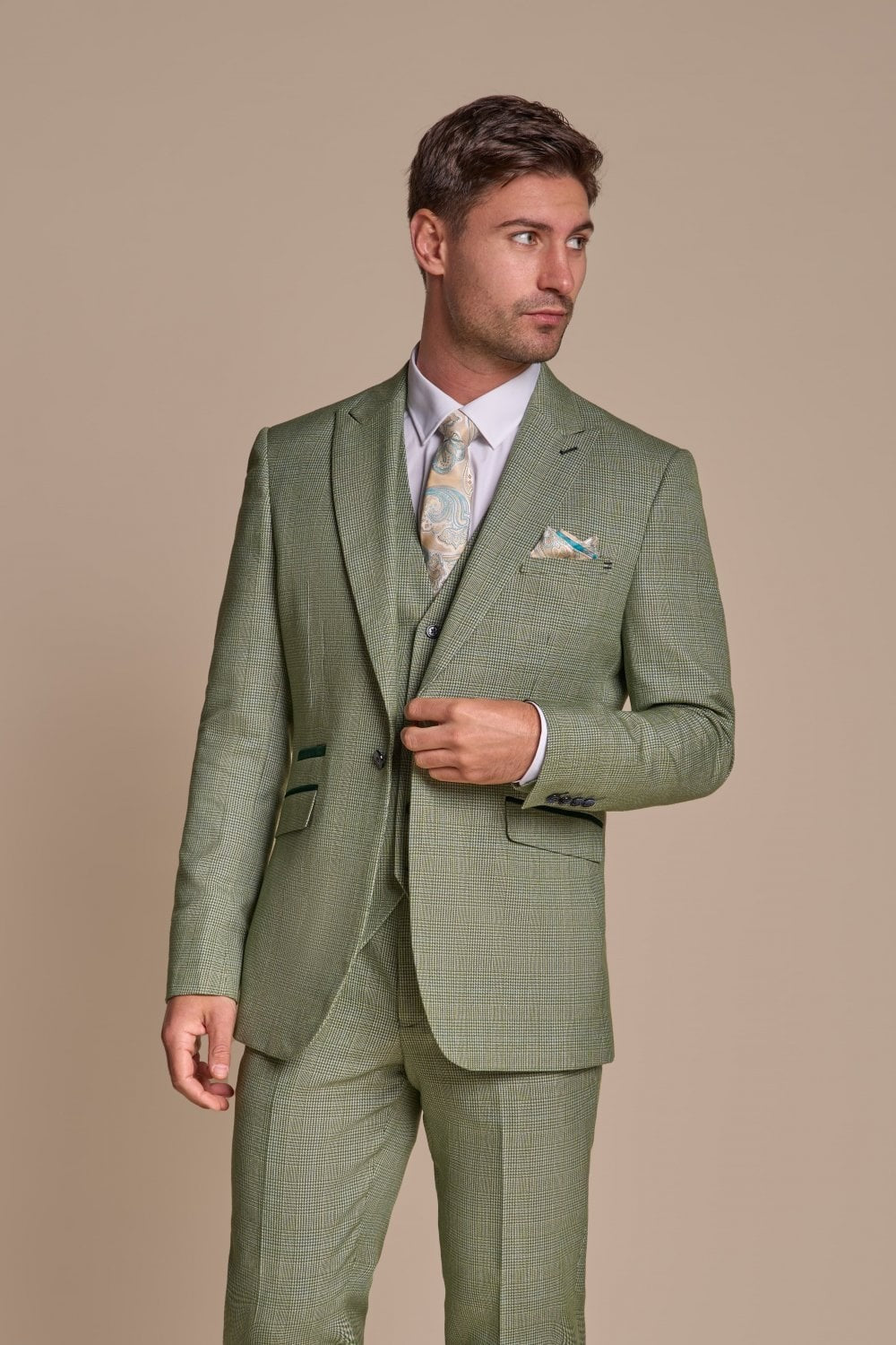 3-Piece Green Suit for Men – Sage Green