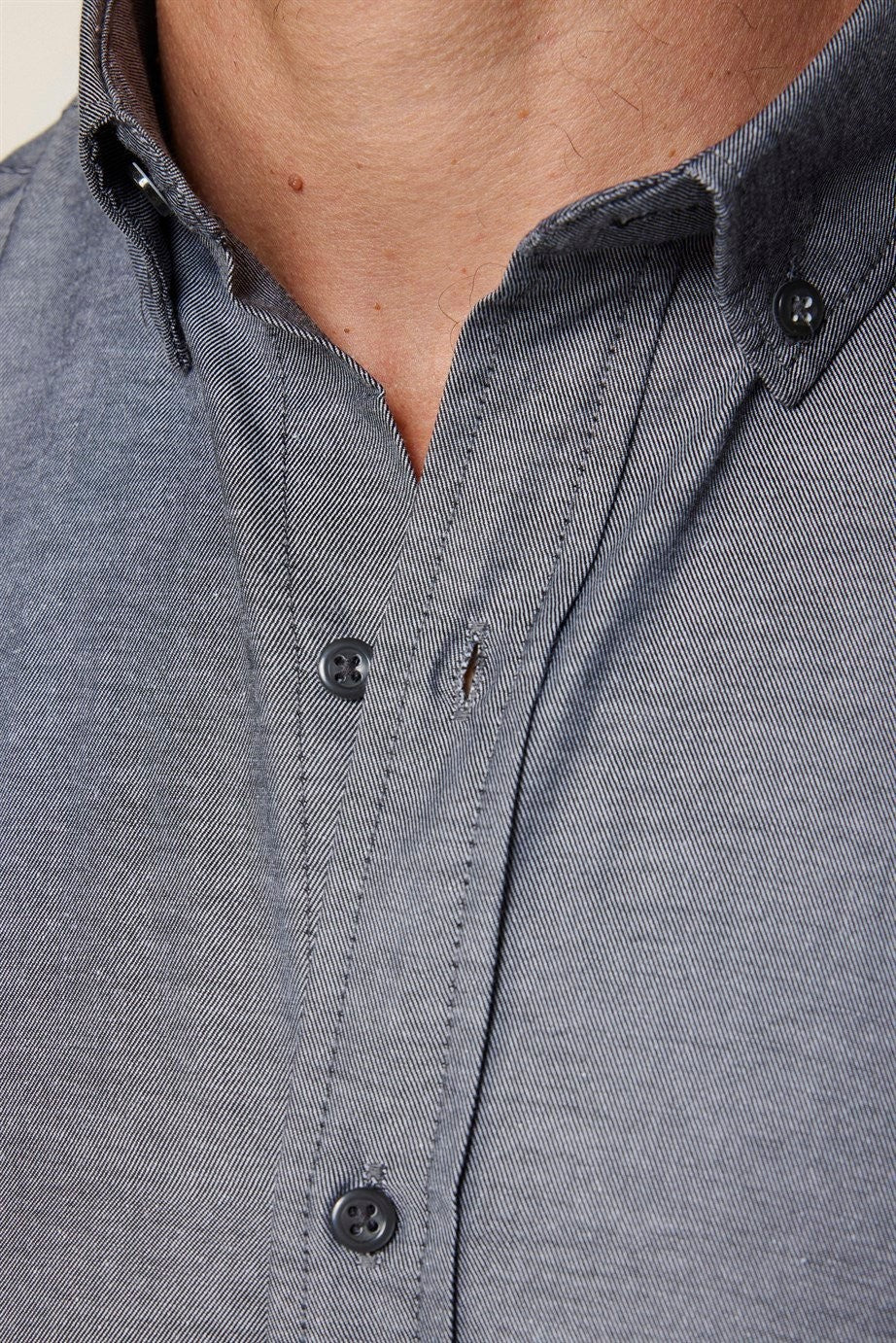 Mens Gabardin Grey Slim Fit Cotton Oxford Button Down Shirt