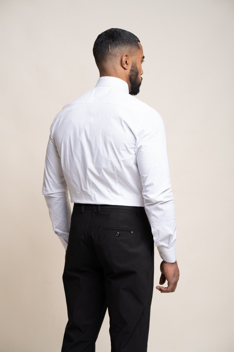 Mens Diaz White Formal Slim Fit Cotton Long Sleeve Shirt