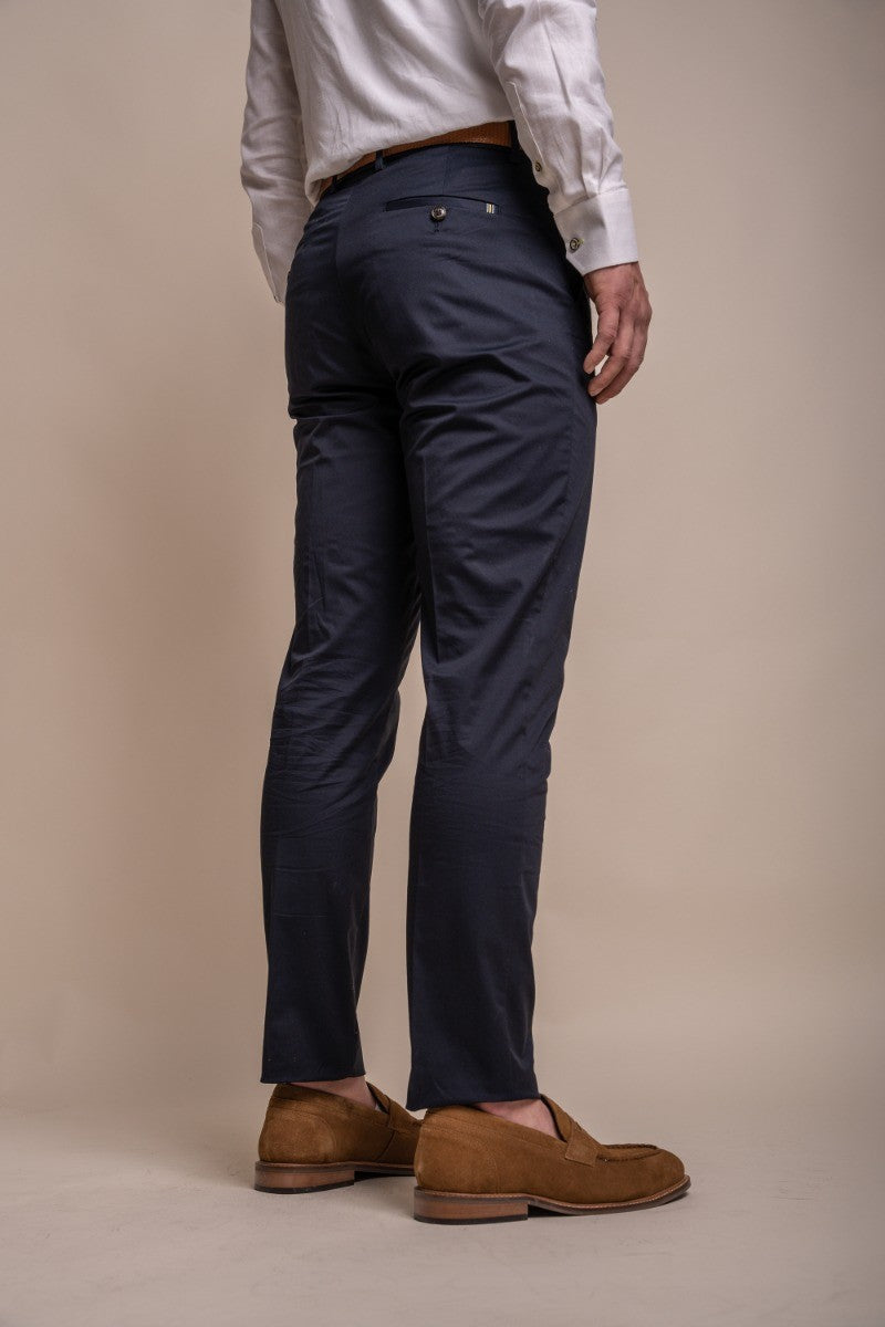 MARIO Navy Men's Cotton Slim Fit Formal Suit