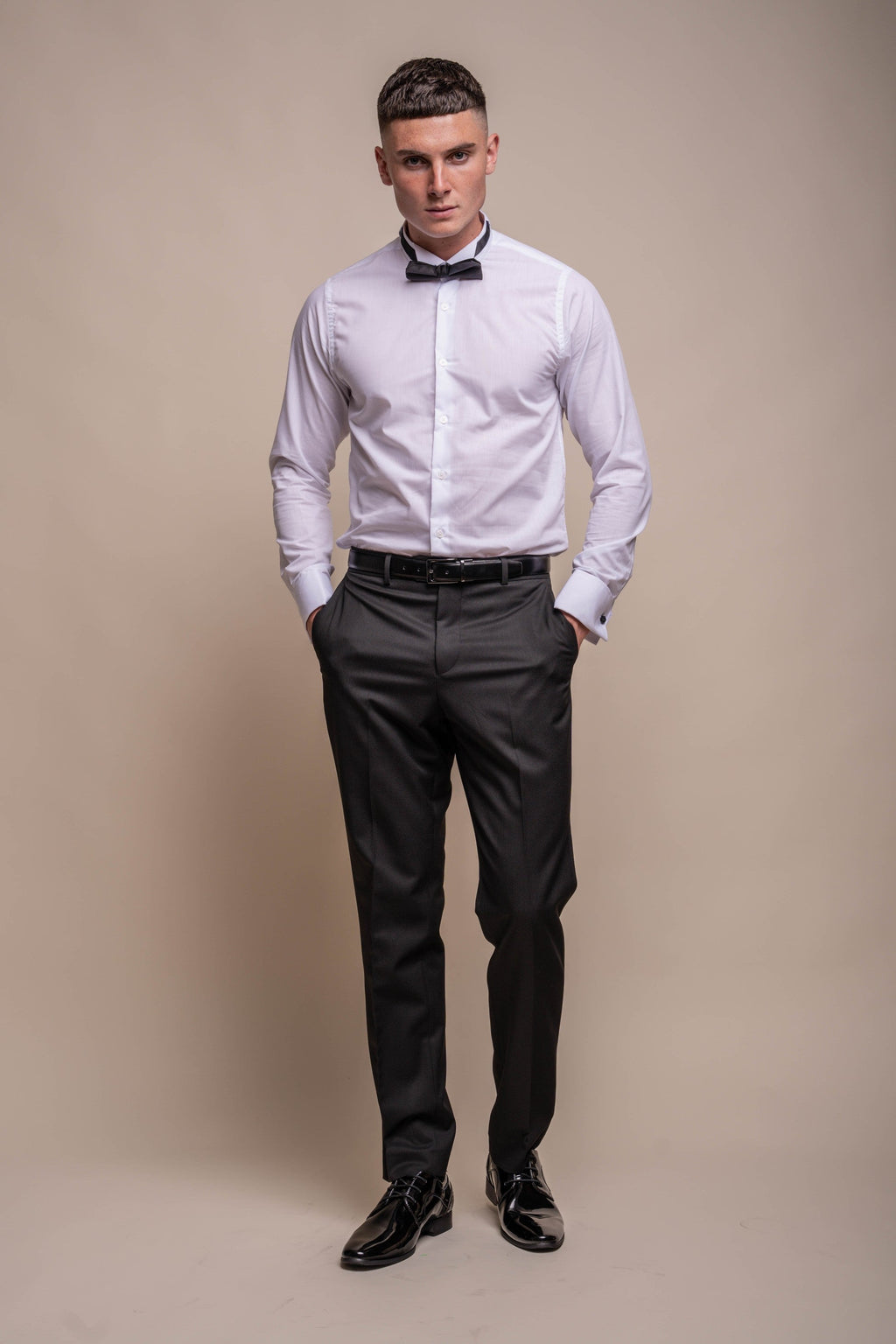 Mens Rico White Cotton Wing Collar Tuxedo Shirt