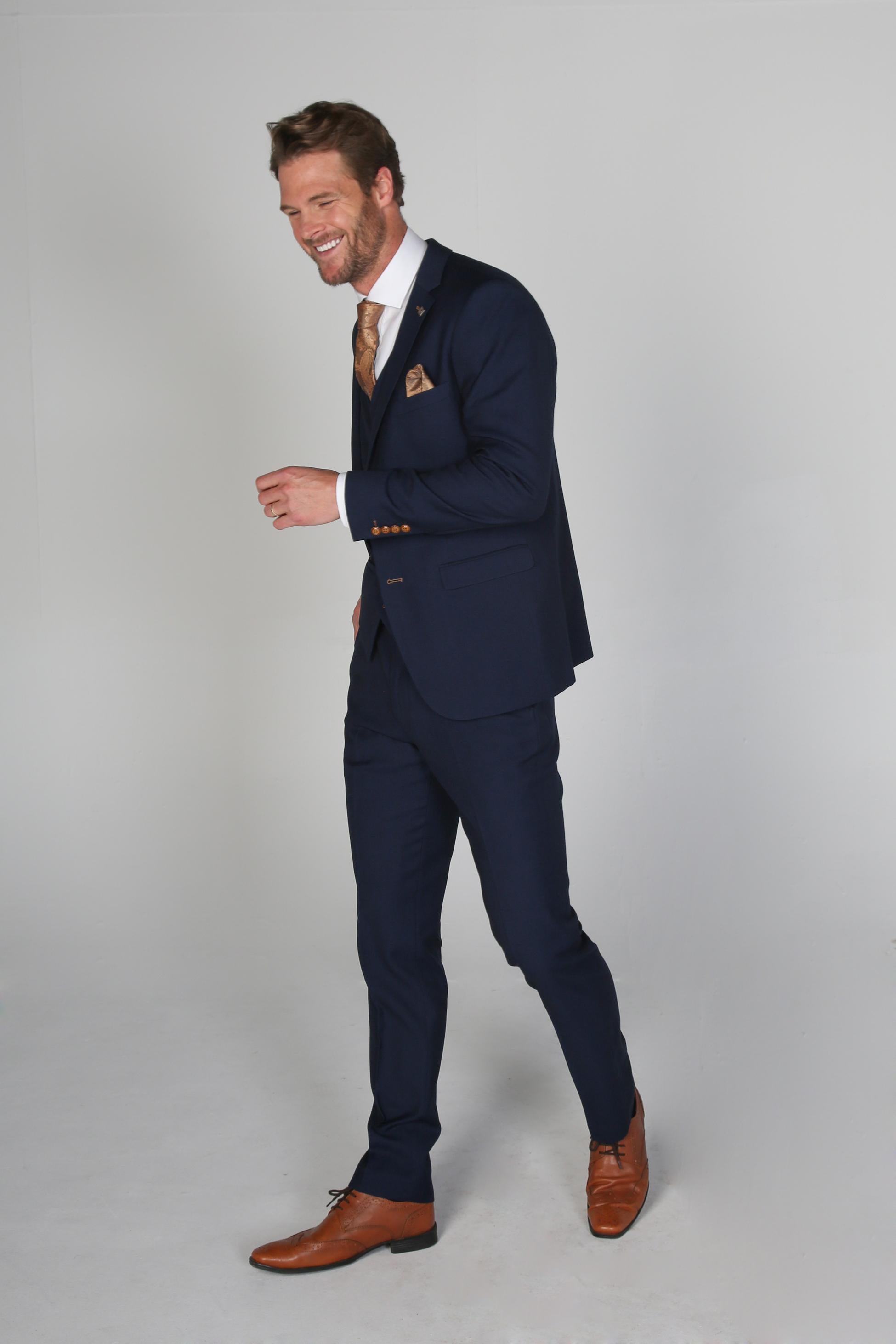 Mens Navy Blue Tailored Fit Formal Suit MAYFAIR